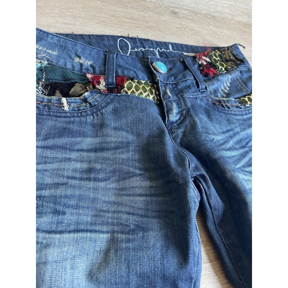 Desigual Womens Jeans Distressed Embroidered Style 07P2673 Size 36 EUC